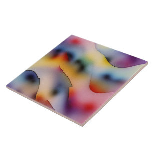"Refracted Waves" Contemporary Abstract Art Ceramic Tile