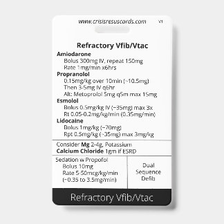 Refractory Vfib/Vtac and Hs&Ts ID Badge