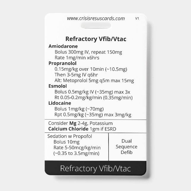 Refractory Vfib/Vtac and Hs&Ts ID Badge (Front)
