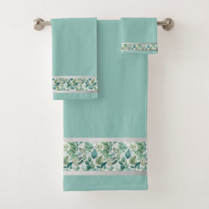 Refresh Your Space Mint Green & Silver  Bath Towel Set