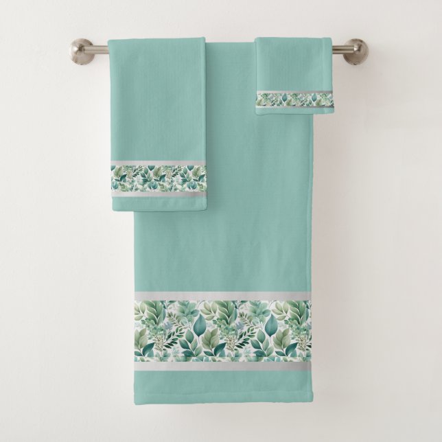 Refresh Your Space Mint Green & Silver  Bath Towel Set (Insitu)