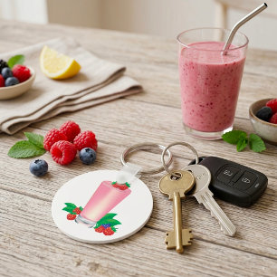 Refreshing Berry Smoothie Pink Drink  Key Ring