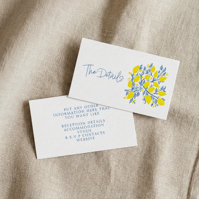 Refreshing blue and yellow lemon vines the details enclosure card (Refreshing blue and yellow lemon vines the details enclosure card.)