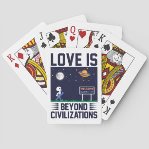 Refreshing cute love themed design with alien playing cards