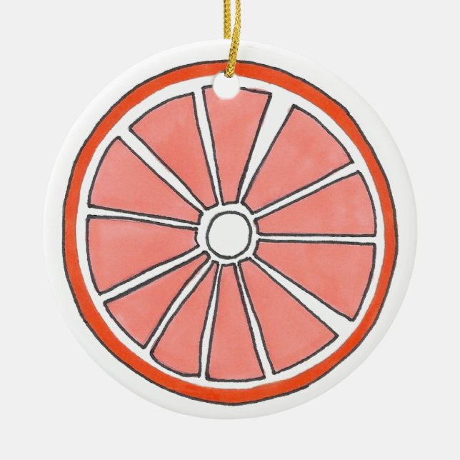Refreshing Florida Orange Citrus Fruit Slice Ceramic Ornament (Front)