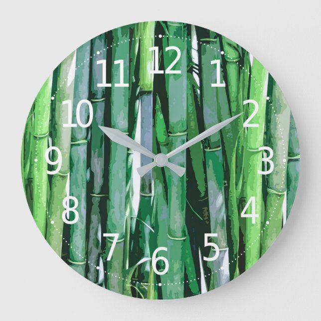 Refreshing Green Bamboo Artwork | Wall Clock (Front)