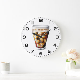 Refreshing Ice-Cold Soda Drink with Bubbles  Large Clock
