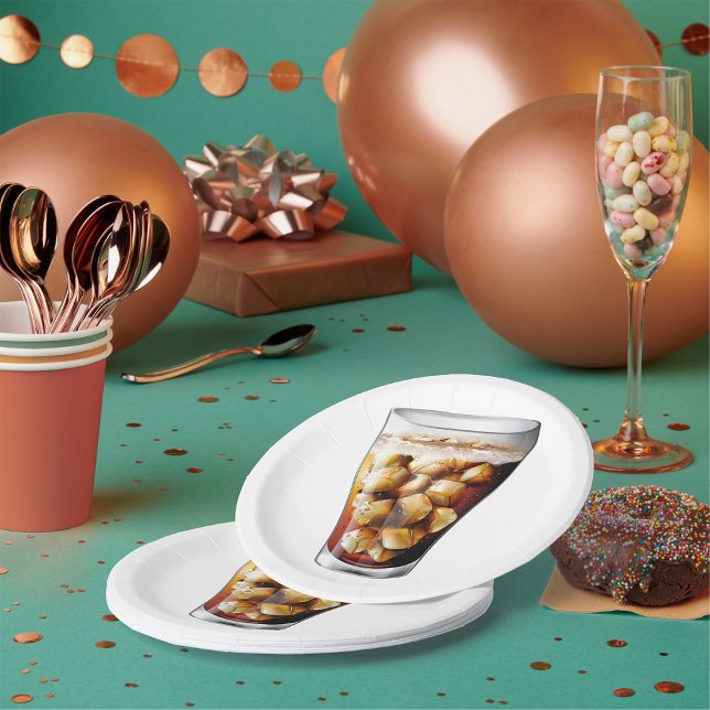 Refreshing Ice-Cold Soda Drink with Bubbles  Paper Plate (Creator Uploaded)