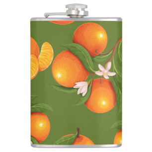 Refreshing Large Oranges Pattern Hip Flask