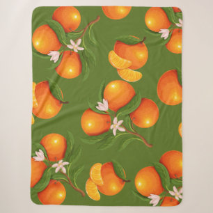 Refreshing Large Oranges Pattern Sherpa Blanket