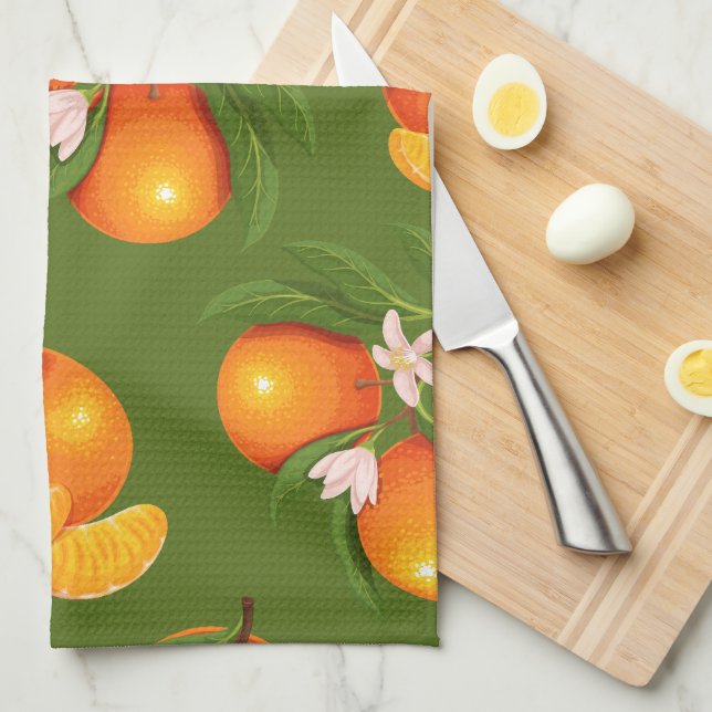 Refreshing Large Oranges Pattern Tea Towel (Quarter Fold)
