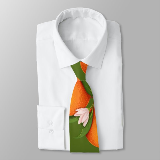 Refreshing Large Oranges Pattern Tie (Tied)