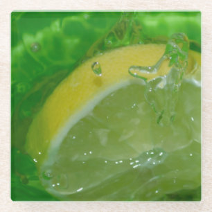 Refreshing Lemon Splash Glass Coaster