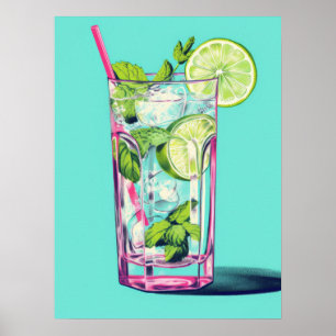 Refreshing Lime & Mint Splash Poster