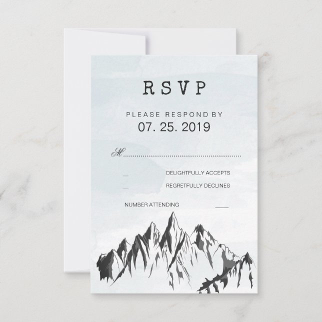 Refreshing Mountain Woodland Forest Wedding RSVP (Front)