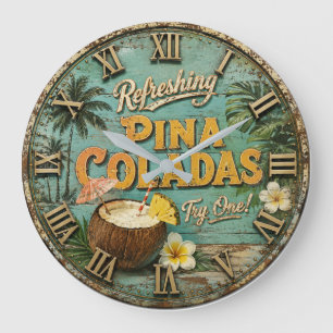 Refreshing Piña Coladas Large Clock