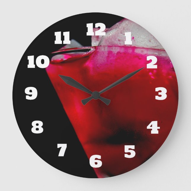 Refreshing Red and Pink Cocktail Large Clock (Front)