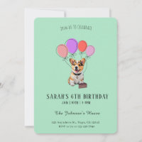 Refreshing Soft Mint Corgi Birthday Customisable 