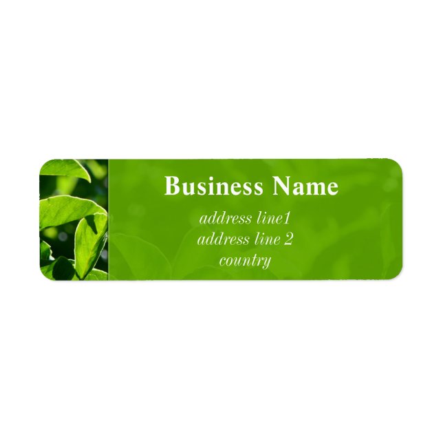 Refreshing spring, summer green leaves address return address label (Front)