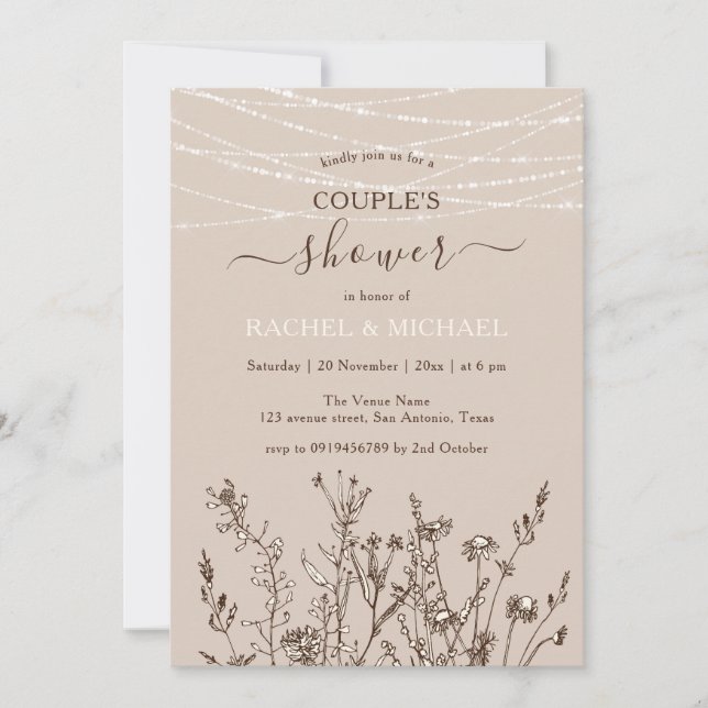 Refreshing Wild Herbs Earthy Floral Couples Shower Invitation (Front)
