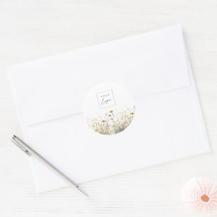 Refreshing Wildflowers Custom Logo Classic Round Sticker