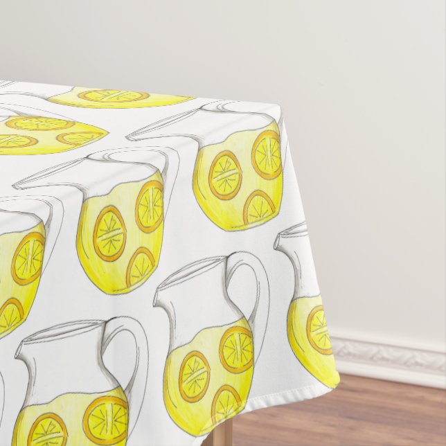 Refreshing Yellow Lemonade Lemon Ade Pitcher Drink Tablecloth (In Situ)