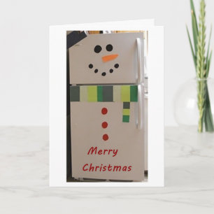 REFRIDGERATOR SNOWMAN ACROSS MILES AT CHRISTMAS HOLIDAY CARD