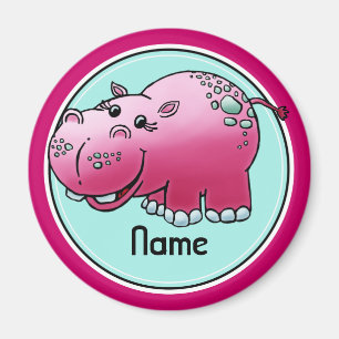 Refrigerator Magnet, Name Template, Cute Hippo Magnet