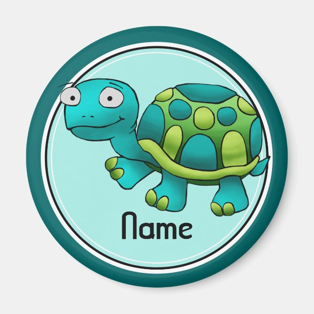 Refrigerator Magnet, Name Template, Cute Turtle Magnet (Front)