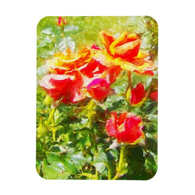 Refrigerator Magnet - Orange Roses (Vertical)