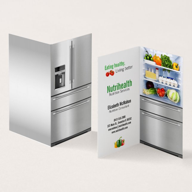 refrigerator nutritionist folded business card (Inside and Outside)