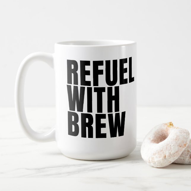 Refuel blk coffee mug 15oz (With Donut)