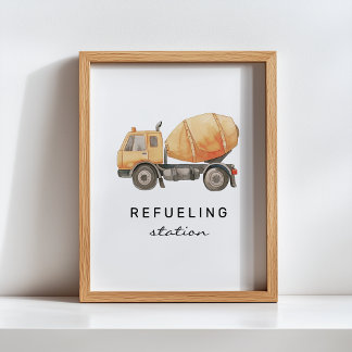 Refueling Station Construction Truck Birthday Sign