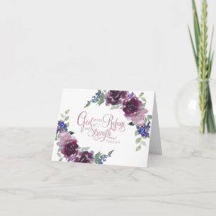 Refuge and strength purple floral  note card