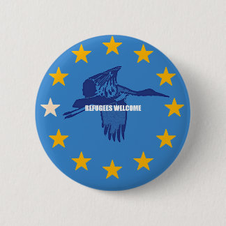 refugees welcome 6 cm round badge