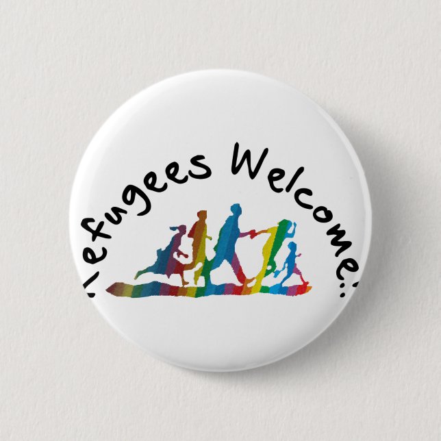 Refugees Welcome 6 Cm Round Badge (Front)
