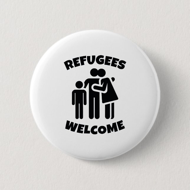 Refugees Welcome 6 Cm Round Badge (Front)