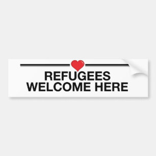 Refugees Welcome Here Bumper Sticker