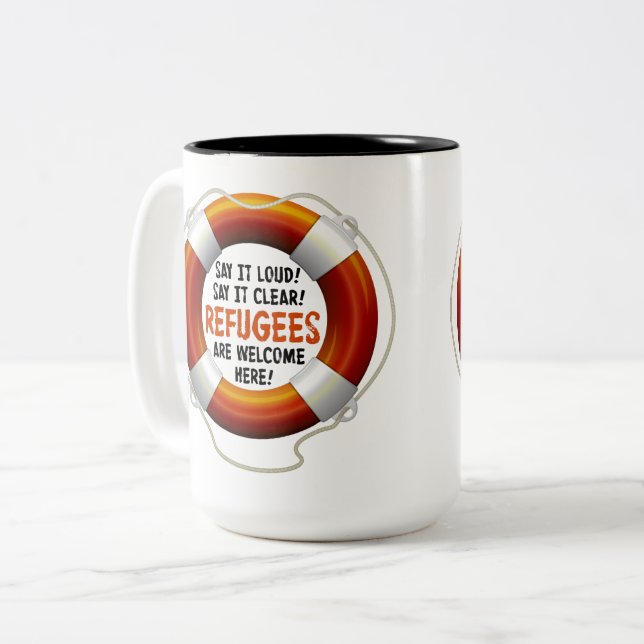 Refugees Welcome Large Mug (Front Left)