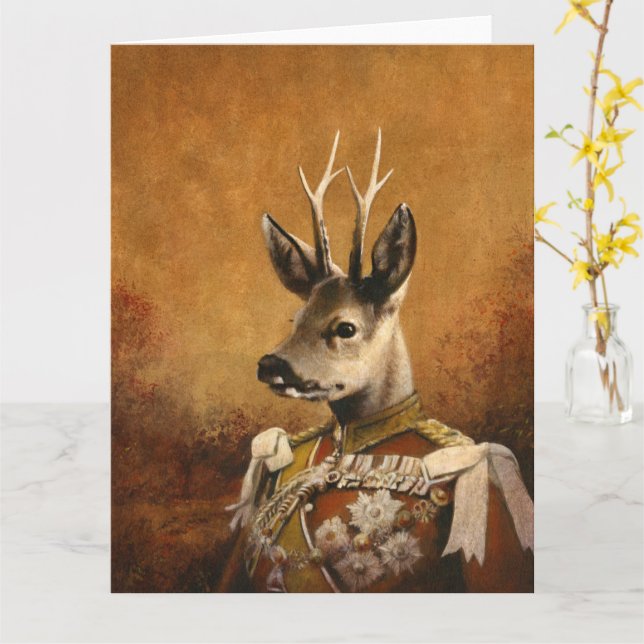 Rega Roe Deer Greetings Card (Yellow Flower)