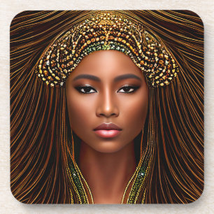 Regal African Beauty: Celebrating Black History Coaster