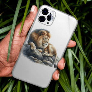 Regal African Lion in Watercolor iPhone 15 Pro Max Case