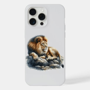 Regal African Lion in Watercolor iPhone 15 Pro Max Case