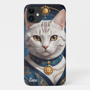 Regal American Shorthair Cat Dressed in Blue  iPhone 11 Case