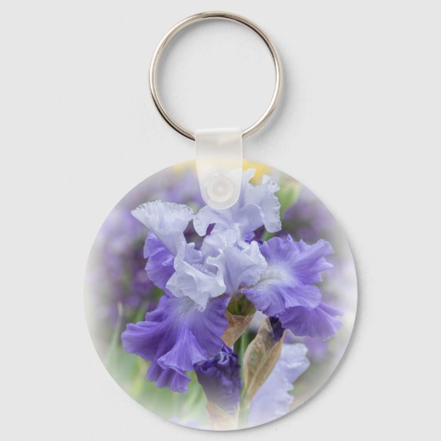 Regal Bearded Iris - Purple & White Key Ring (Front)
