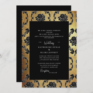 Regal Black & Gold Elegant Both Parents Wedding  Invitation