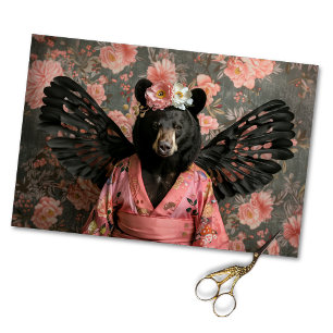 Regal Black Vintage Floral Bear Decoupage Tissue Paper
