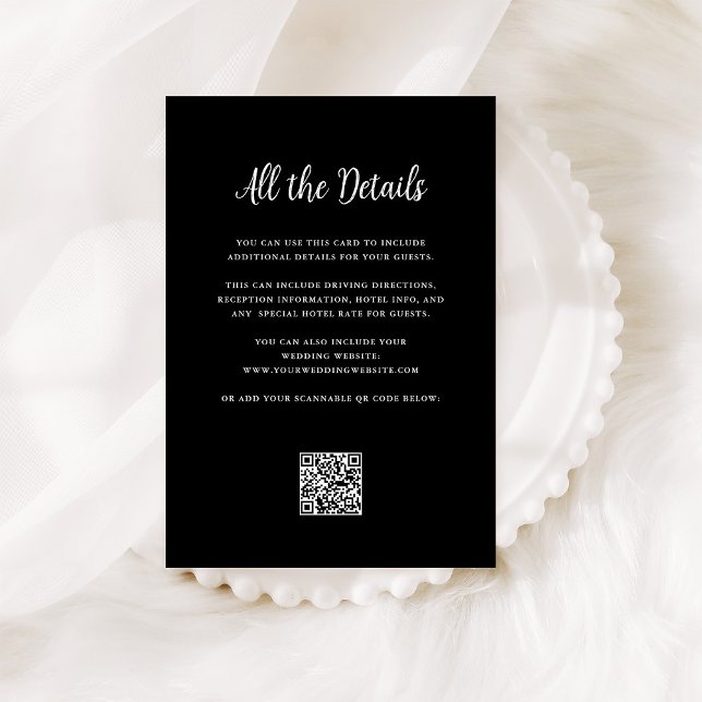Regal Black | Wedding Guest Details QR Code Enclosure Card (Creator Uploaded)