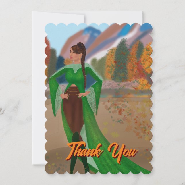 Regal Black Woman in Autumn | Thank You Card (Front)