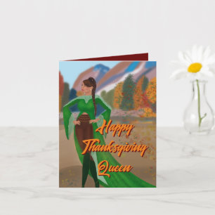 Regal Black Woman in Autumn   Thanksgiving Card
